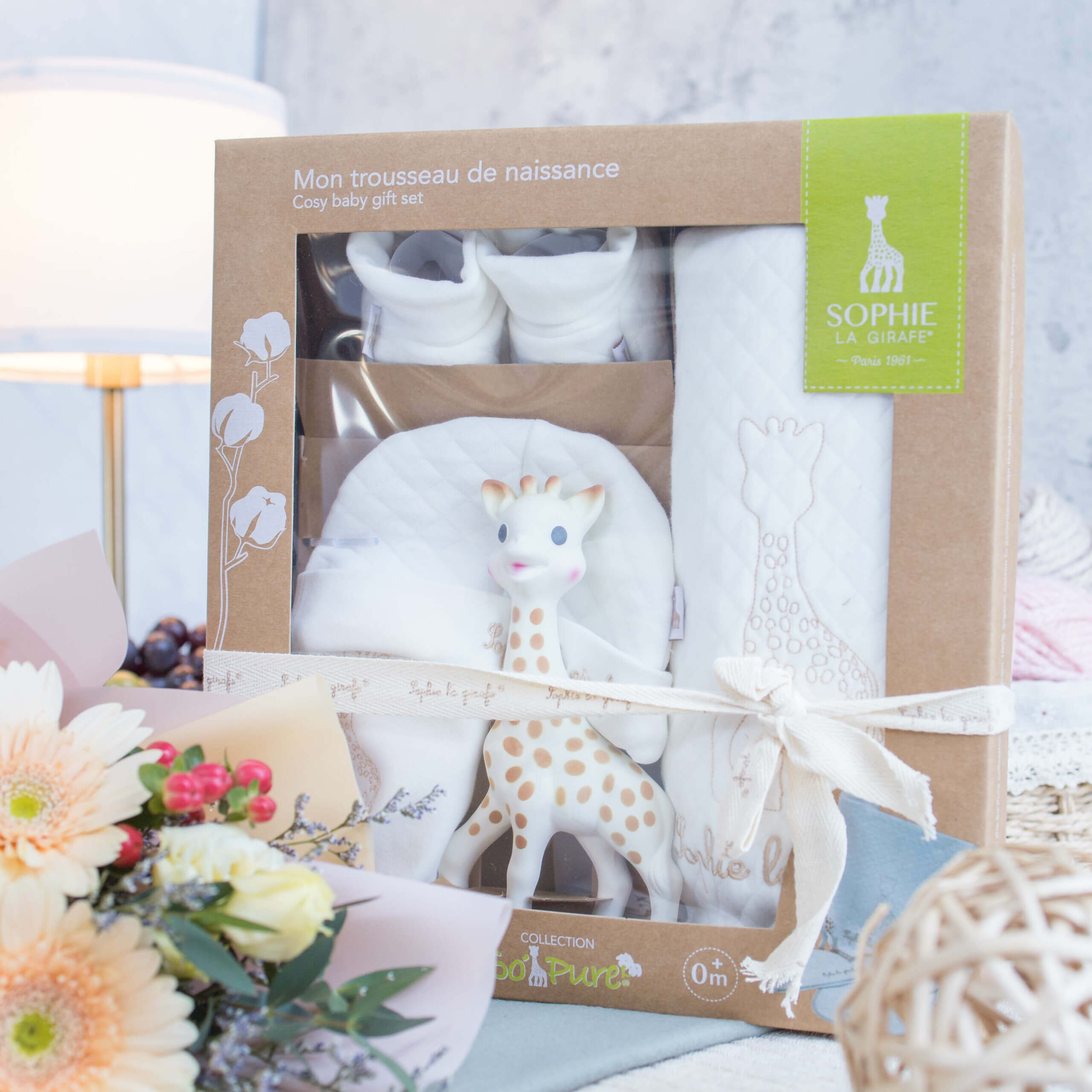 Sophie La Girafe So'pure Newborn Gift Set with Flower - Simply-Hamper